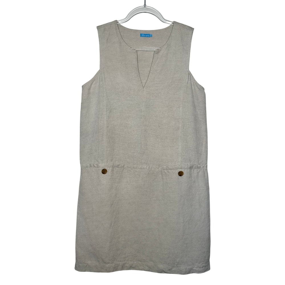 J.McLaughlin Shift Dress Linen Blend V-Neck Sleeveless Size S Dropped Waist